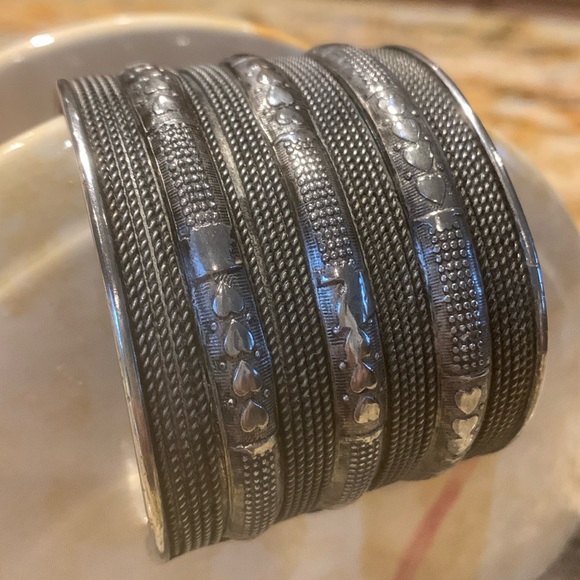 Jewelry - Vintage Wide Silver-tone Indian Cuff